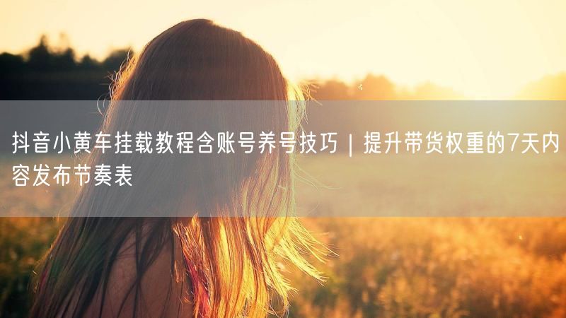 抖音小黄车挂载教程含账号养号技巧｜提升带货权重的7天内容发布