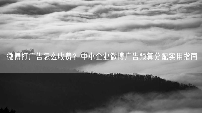 微博打广告怎么收费？中小企业微博广告预算分配实用指南
