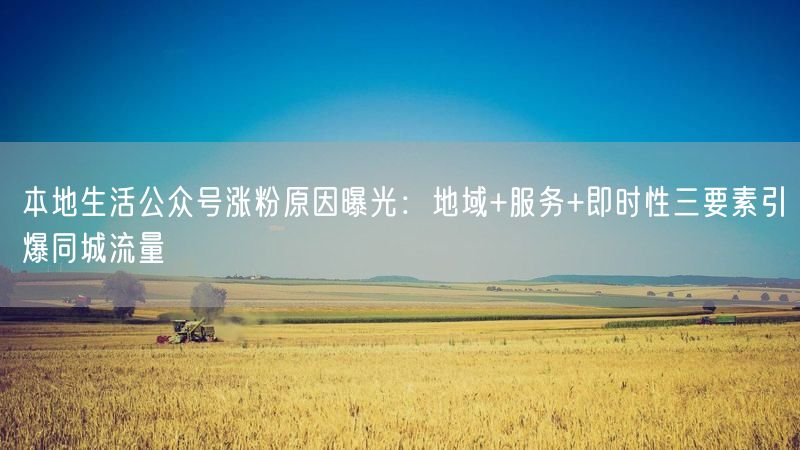 本地生活公众号涨粉原因曝光：地域+服务+即时性三要素引爆同城流量