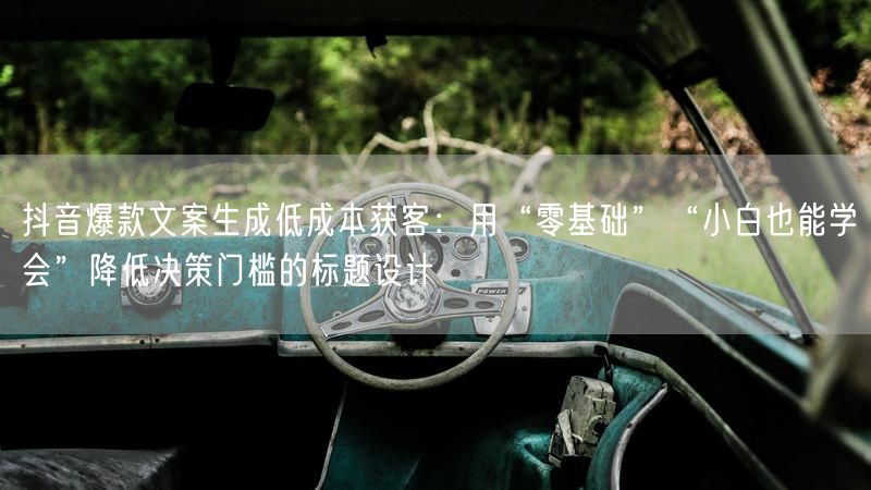 抖音爆款文案生成低成本获客：用“零基础”“小白也能学会”降低