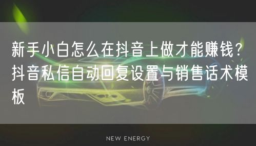 新手小白怎么在抖音上做才能赚钱？抖音私信自动回复设置与销售话术模板