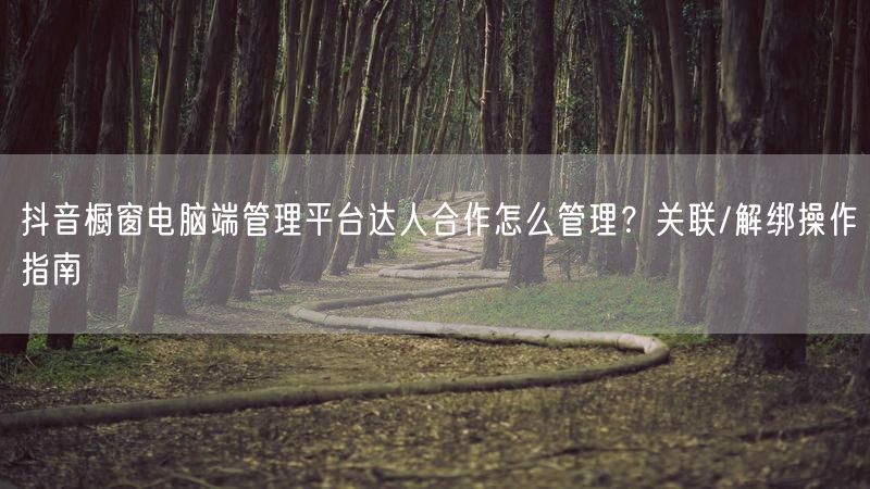 抖音橱窗电脑端管理平台达人合作怎么管理?关联/解绑操作指南