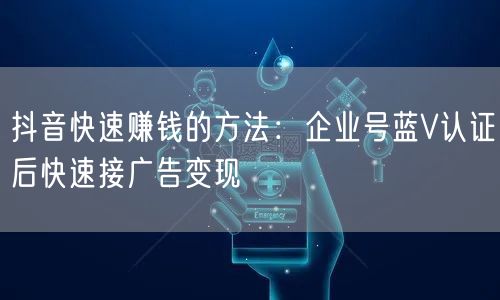 抖音快速赚钱的方法：企业号蓝V认证后快速接广告变现